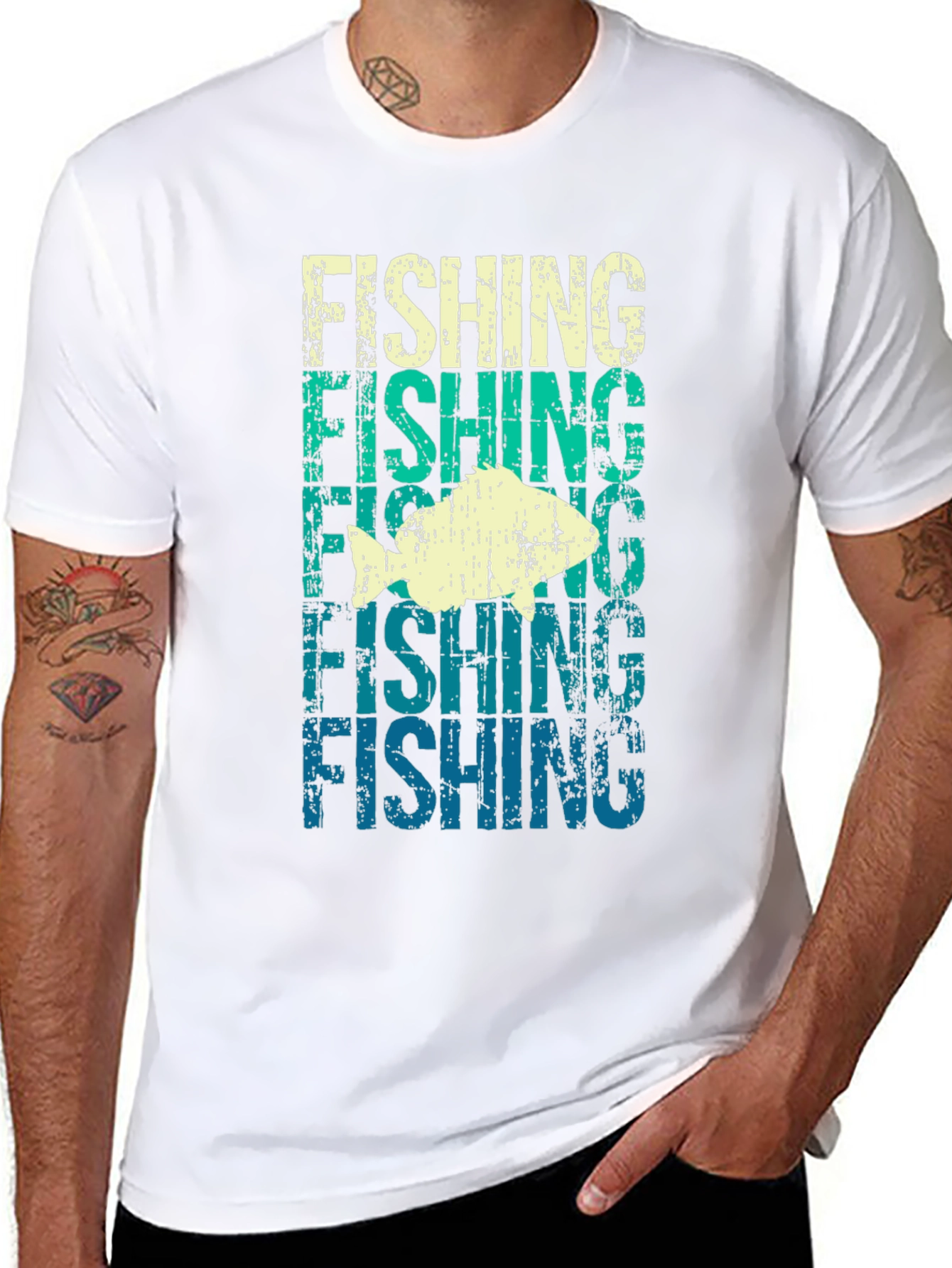 Retro Fishing Graphic Tee - Distressed Design