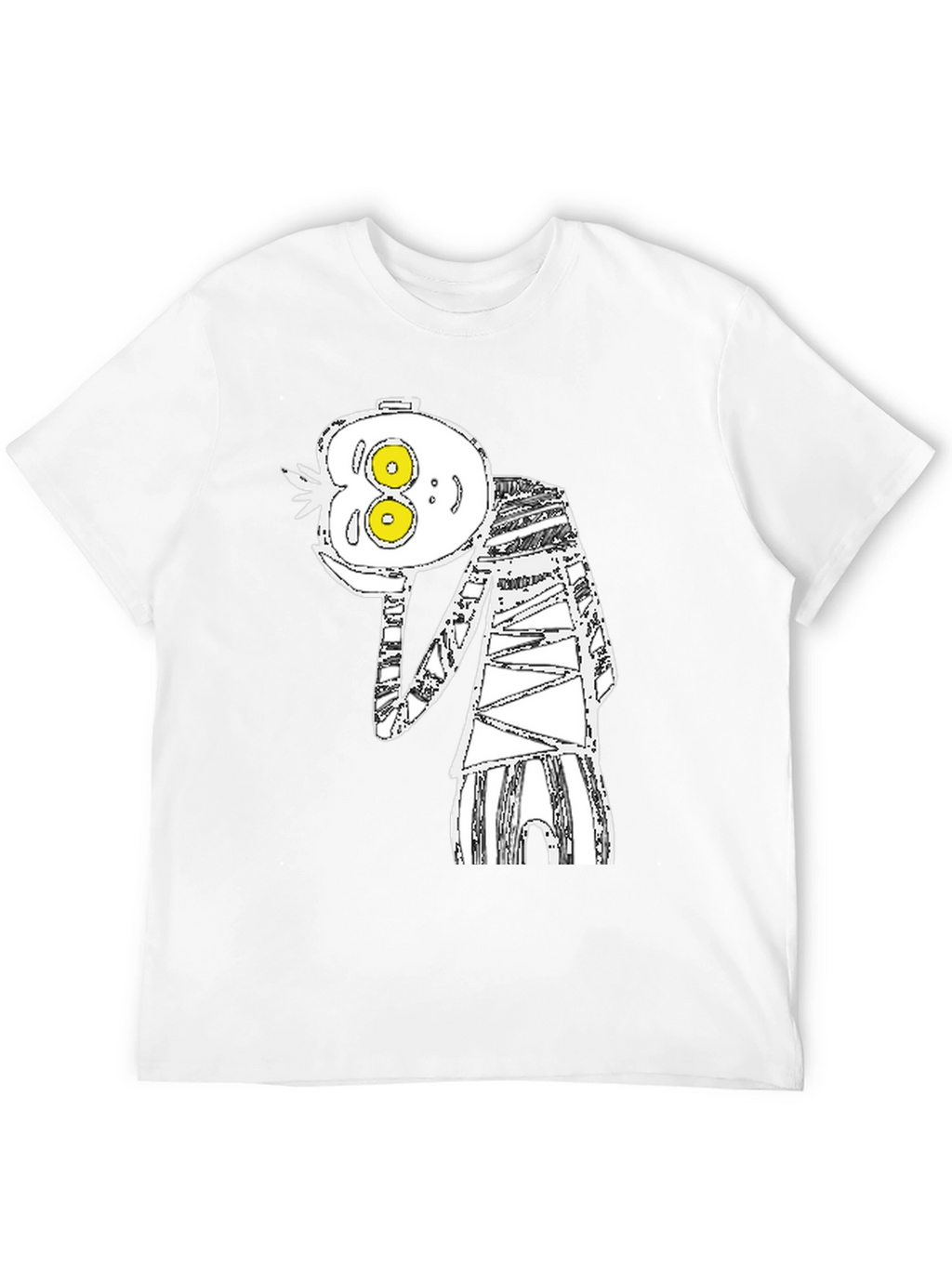 Abstract Cartoon Graphic Tee - Black Cotton Blend