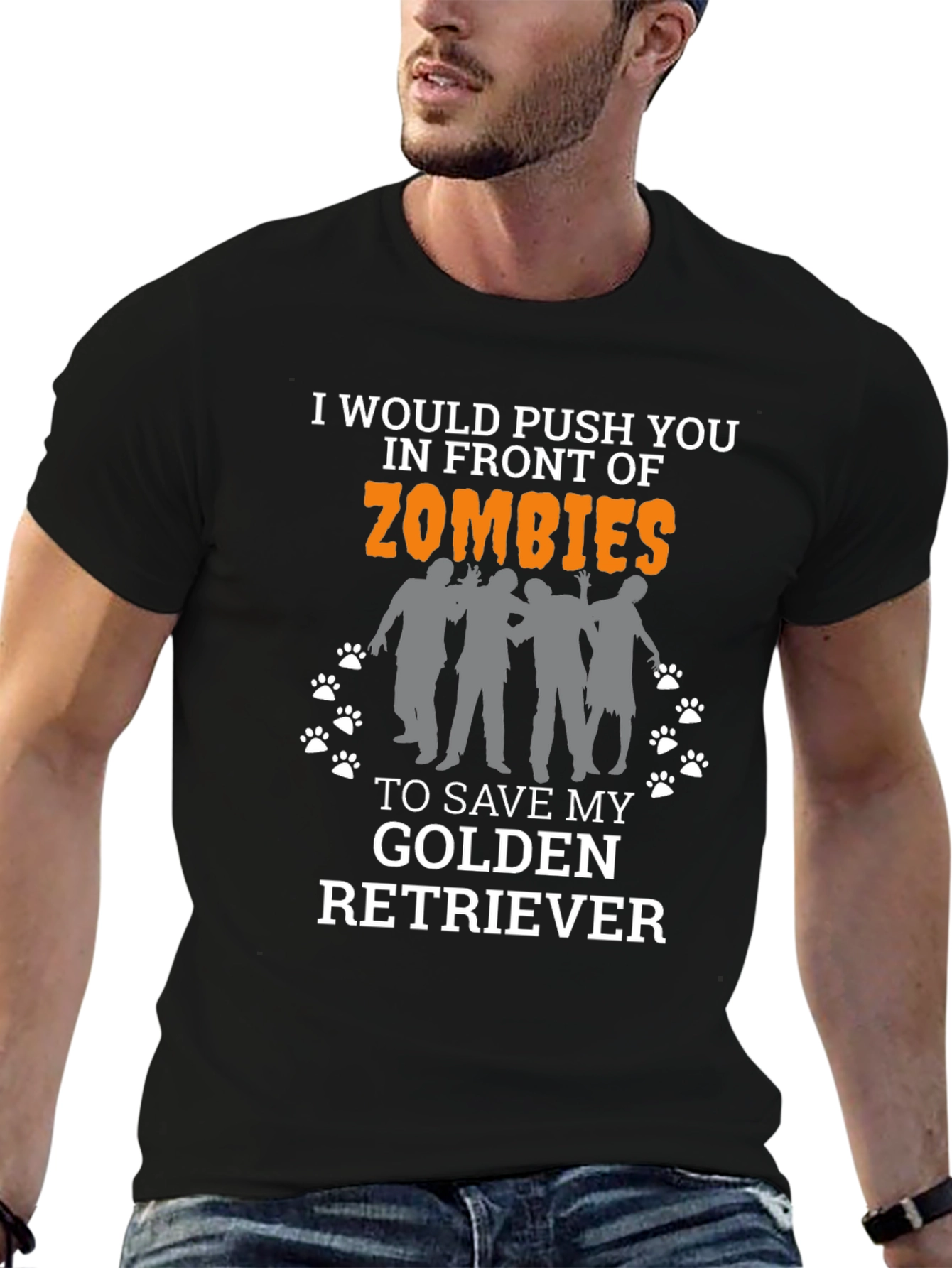 Zombie Golden Retriever Mens Graphic T-Shirt