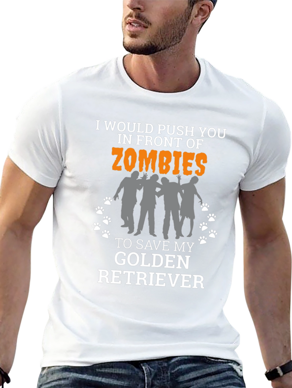 Zombie Golden Retriever Mens Graphic T-Shirt
