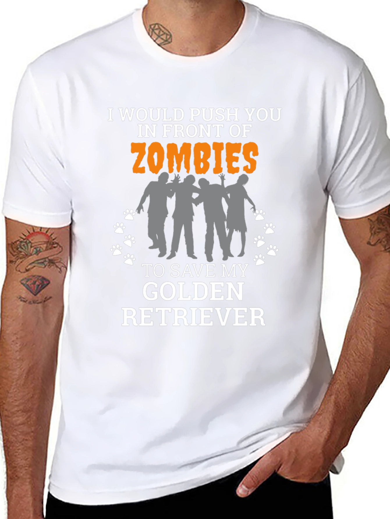 Zombie Golden Retriever Mens Graphic T-Shirt