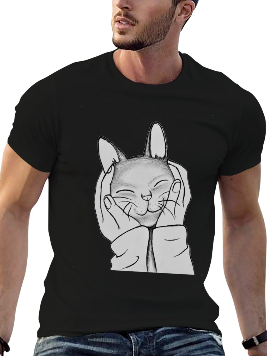 Cute Cat Hands Black Graphic Tee