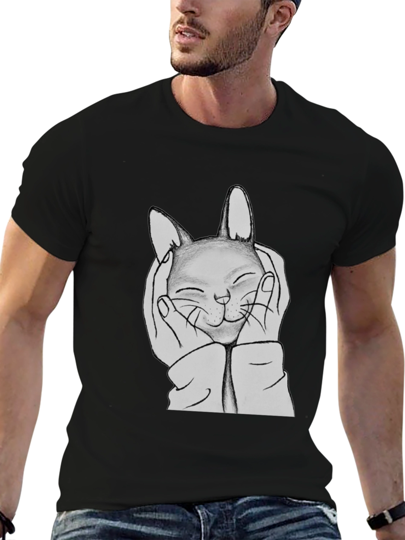 Cute Cat Hands Black Graphic Tee