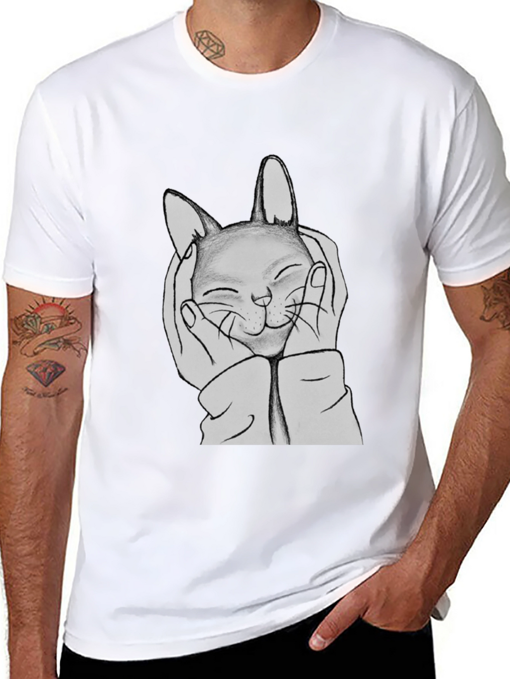 Cute Cat Hands Black Graphic Tee