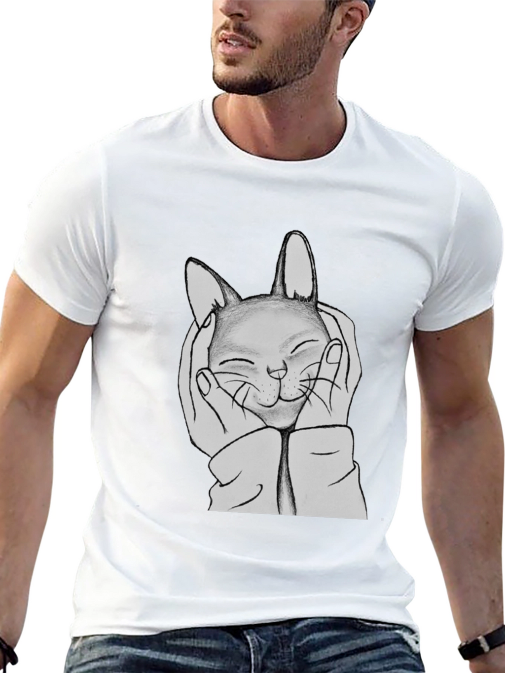 Cute Cat Hands Black Graphic Tee