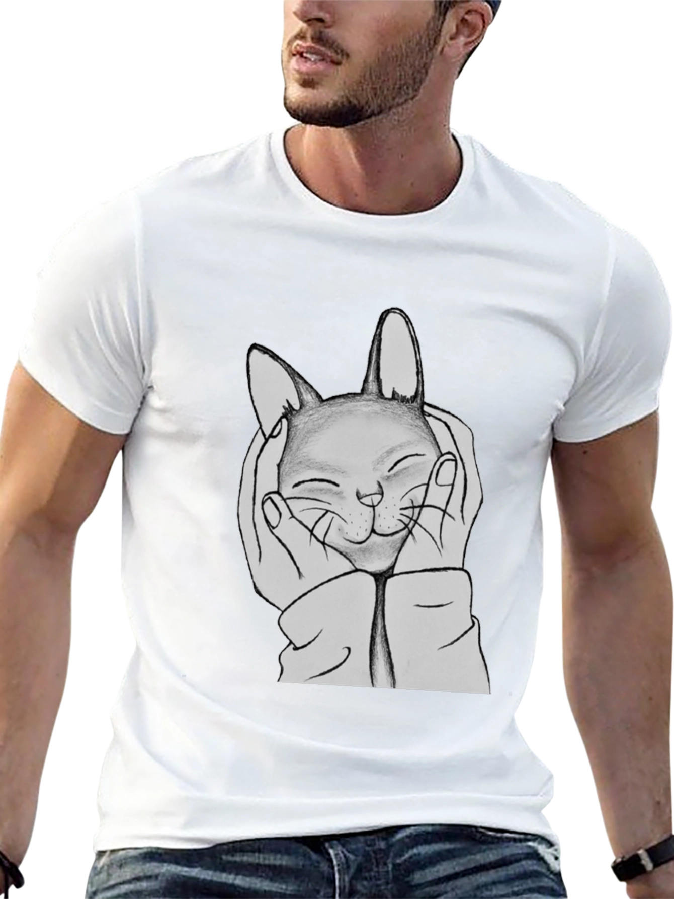 Cute Cat Hands Black Graphic Tee