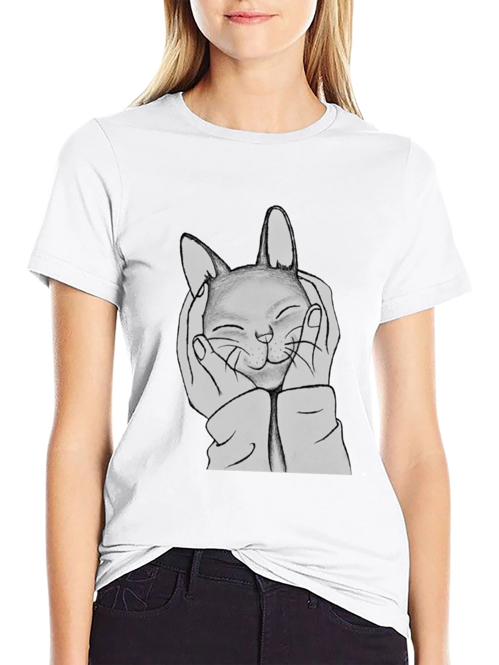 Cute Cat Hands Black Graphic Tee
