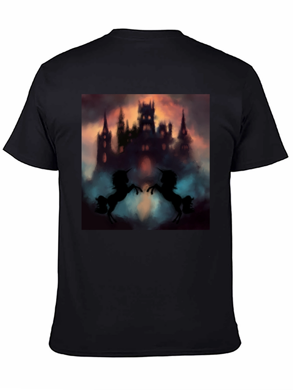 Mystical Castle Unicorn Black T-Shirt