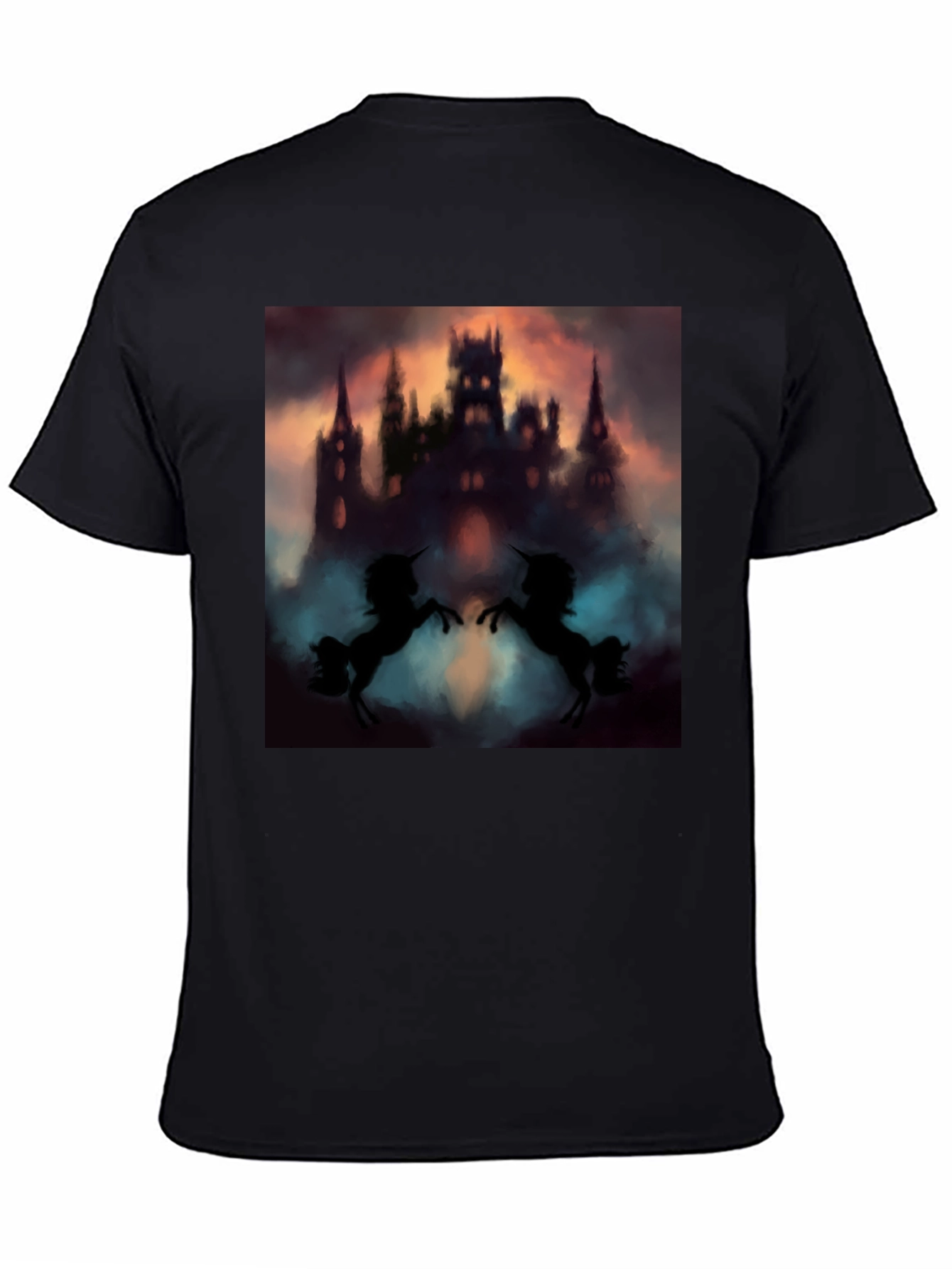 Mystical Castle Unicorn Black T-Shirt