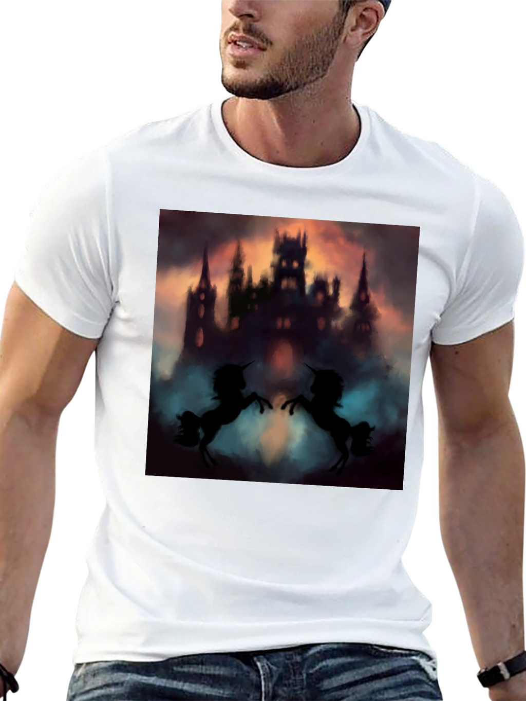 Mystical Castle Unicorn Black T-Shirt