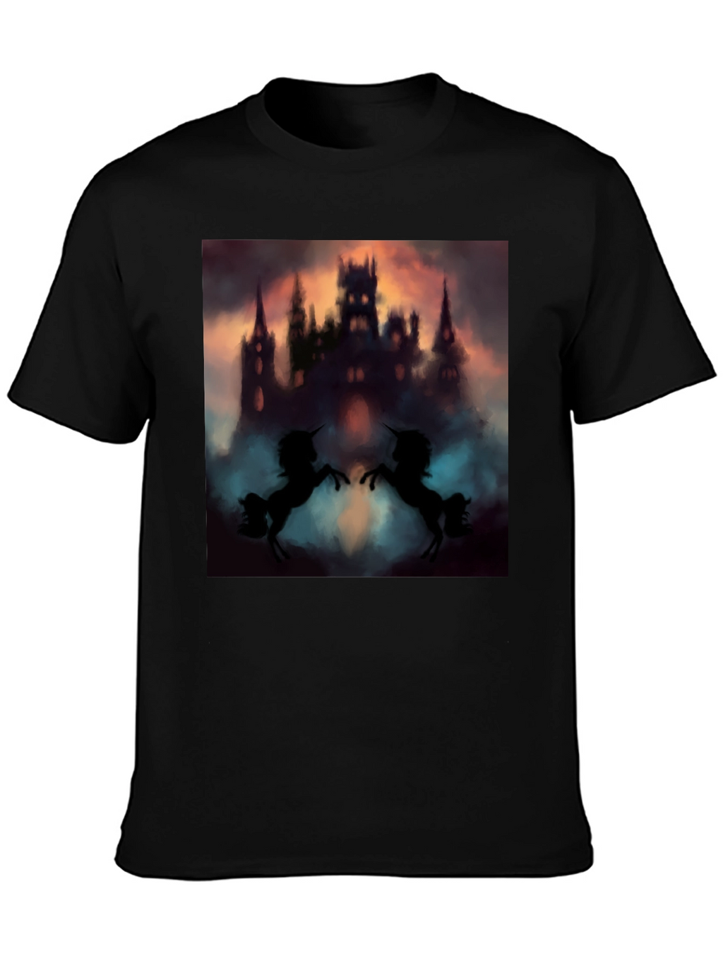 Mystical Castle Unicorn Black T-Shirt