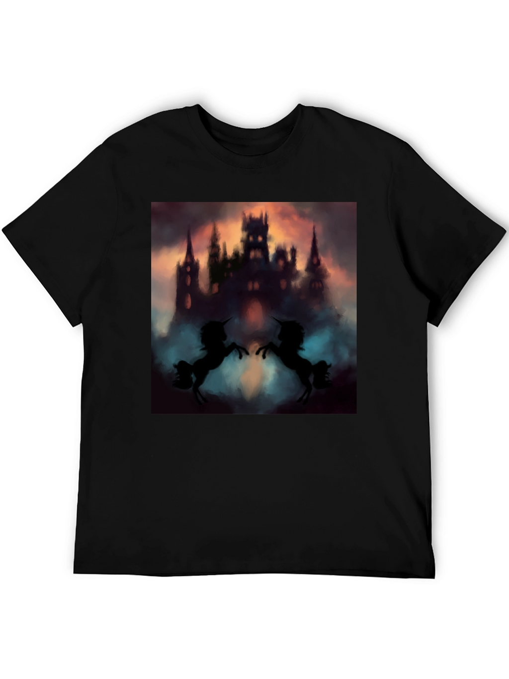 Mystical Castle Unicorn Black T-Shirt