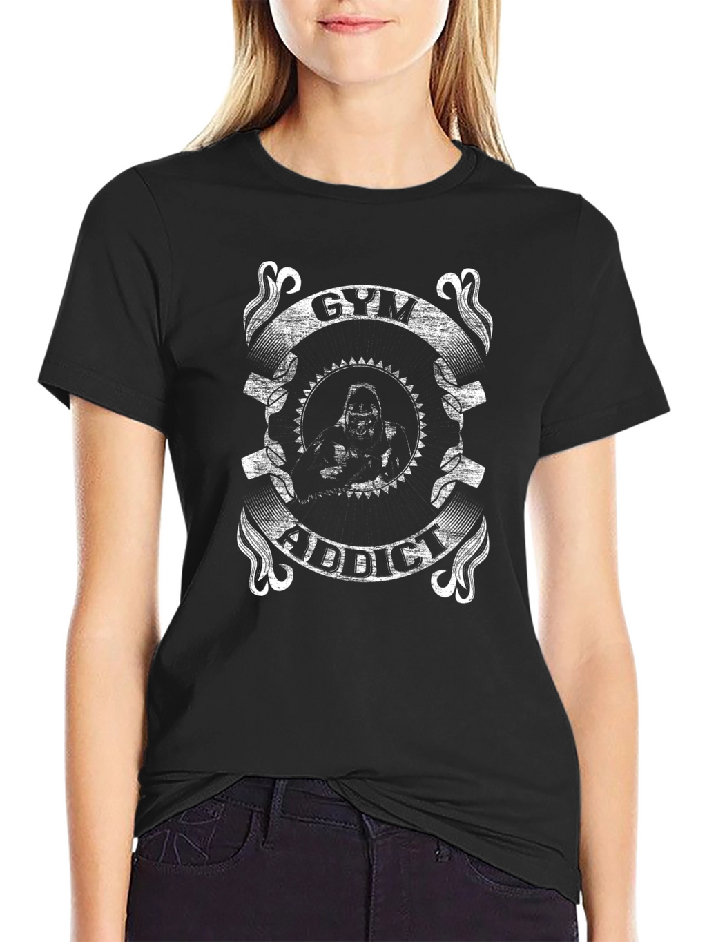 Gym Addict Graphic T-Shirt - Black