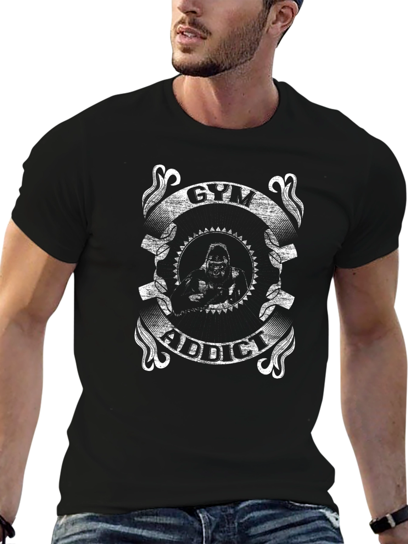 Gym Addict Graphic T-Shirt - Black