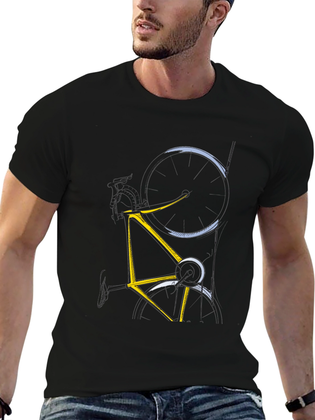 Abstract Bicycle Graphic Tee - Mens Black T-Shirt