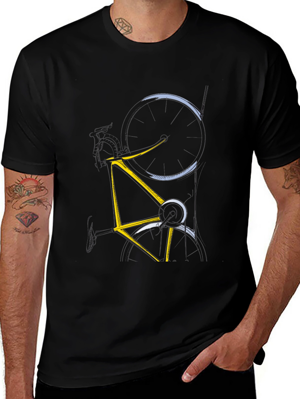 Abstract Bicycle Graphic Tee - Mens Black T-Shirt