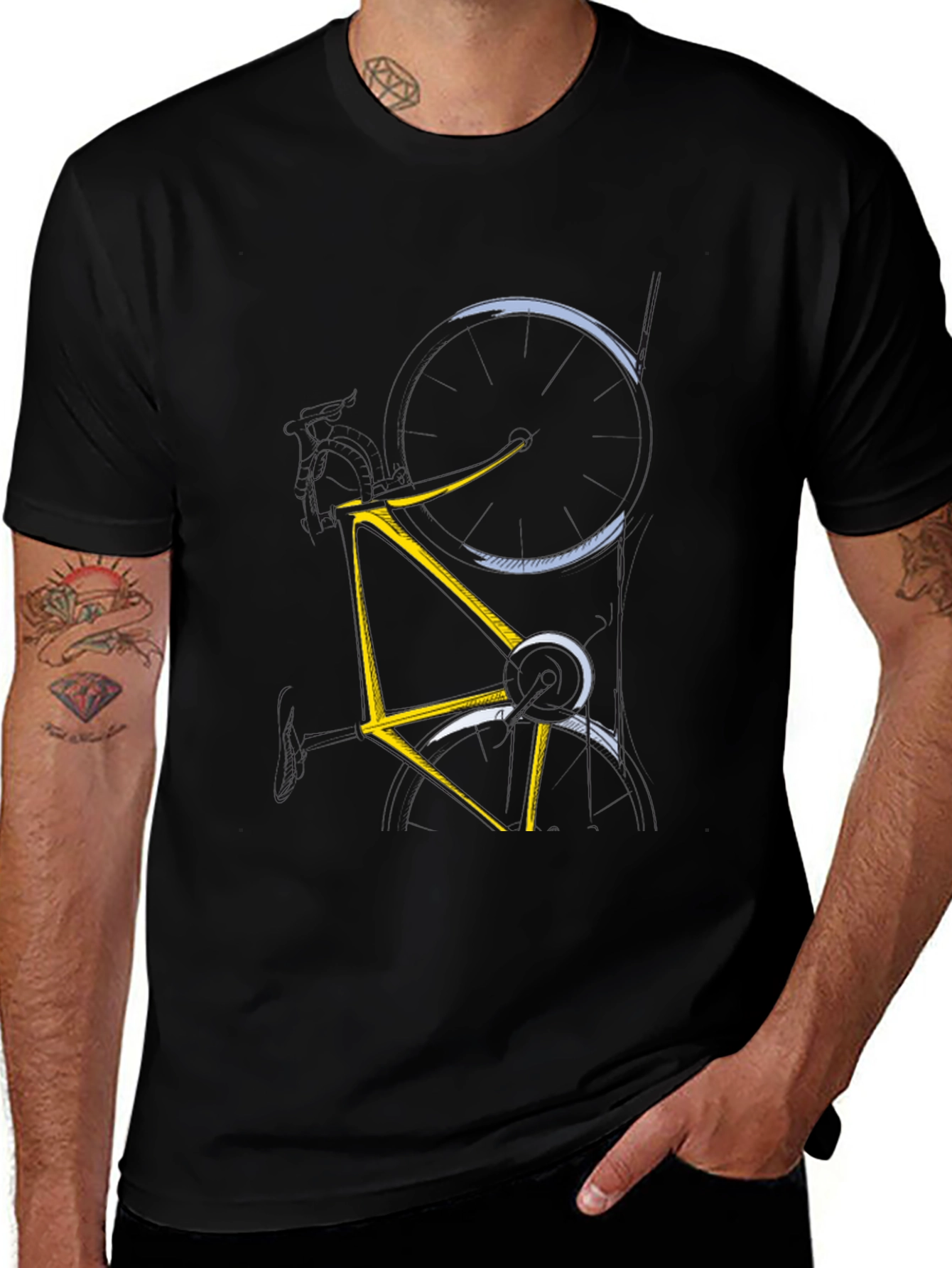 Abstract Bicycle Graphic Tee - Mens Black T-Shirt