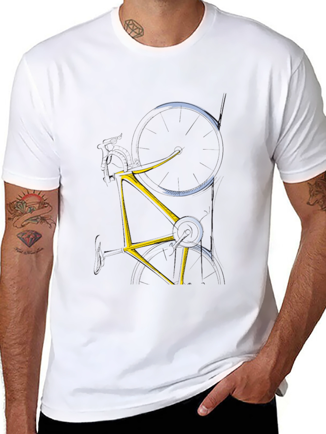 Abstract Bicycle Graphic Tee - Mens Black T-Shirt