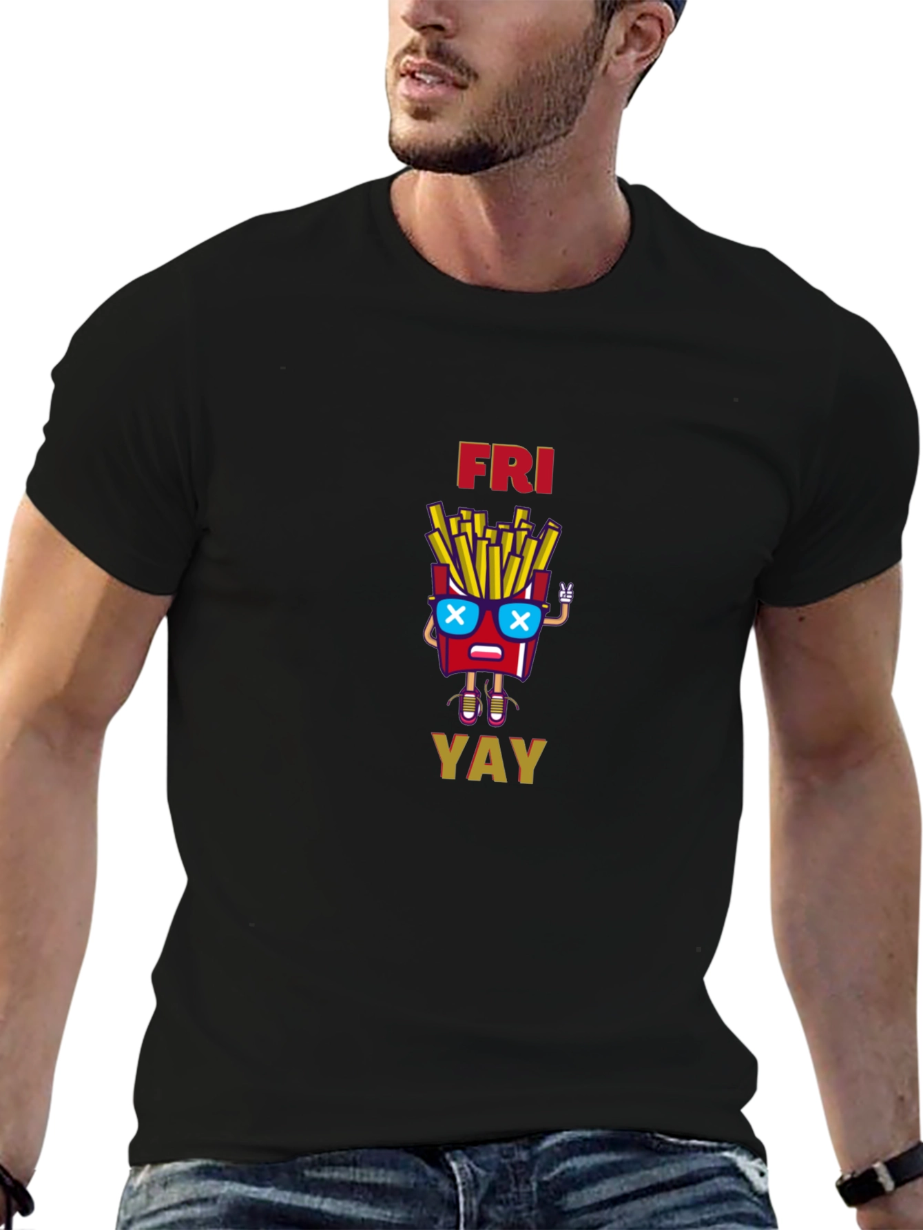 Fun Friday Fries Graphic Tee - Unisex Black T-Shirt