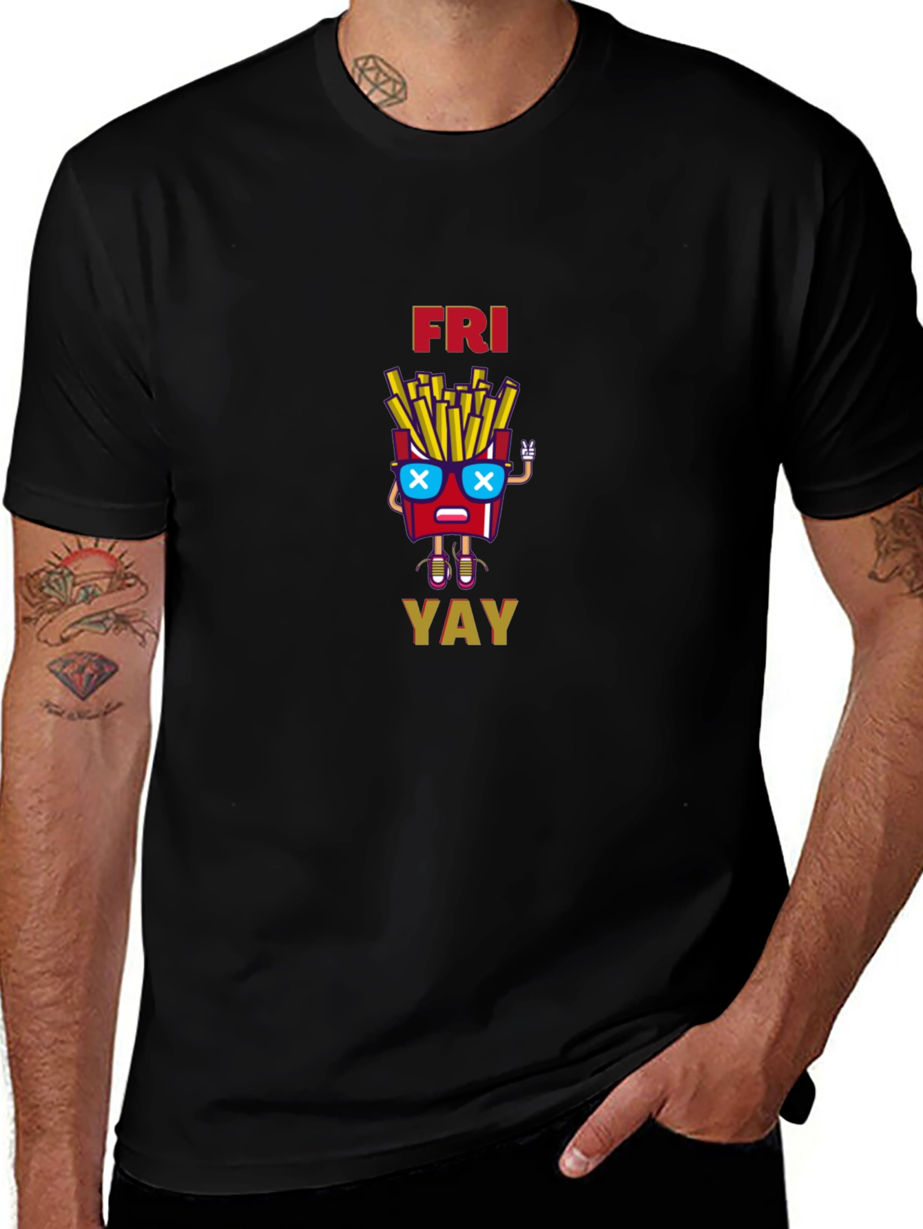 Fun Friday Fries Graphic Tee - Unisex Black T-Shirt