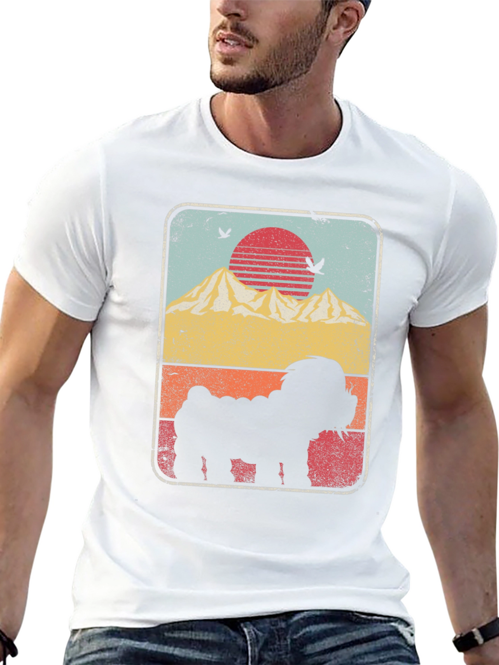Sunset Dog Silhouette Graphic Tee