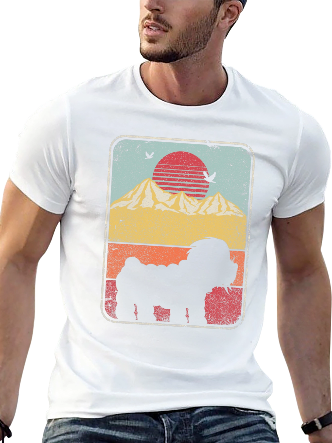 Sunset Dog Silhouette Graphic Tee