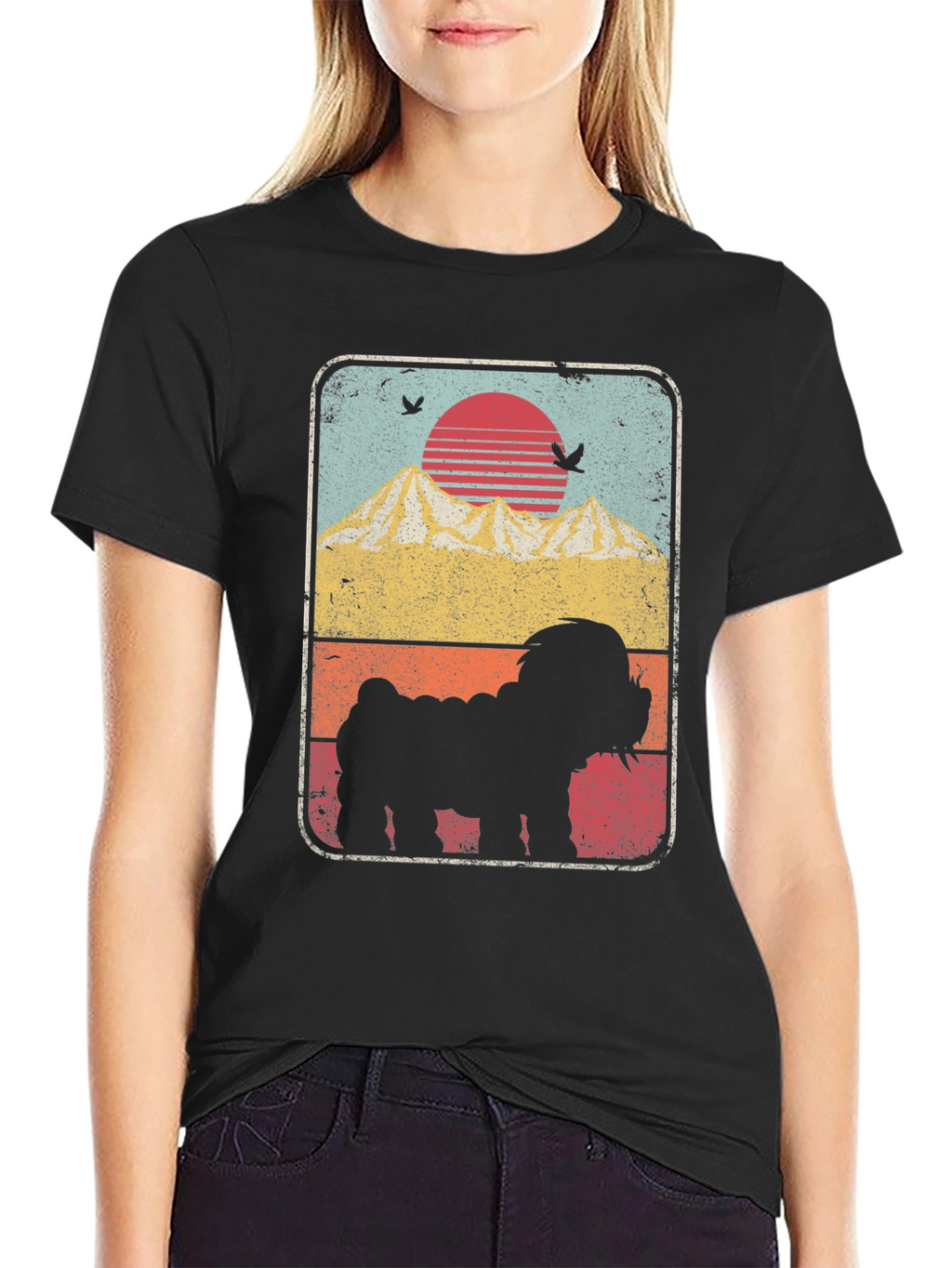 Sunset Dog Silhouette Graphic Tee