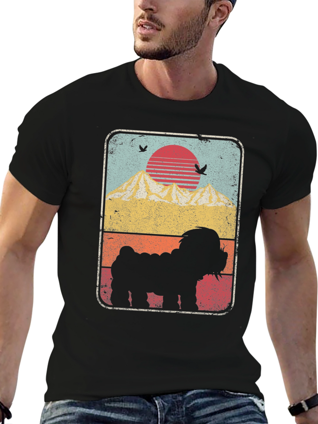 Sunset Dog Silhouette Graphic Tee