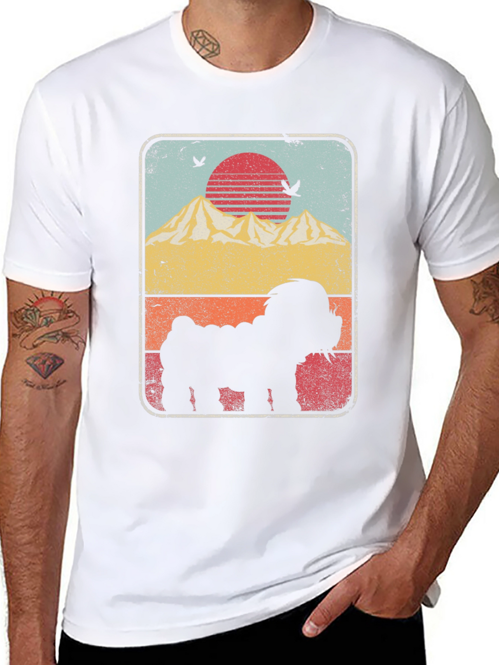 Sunset Dog Silhouette Graphic Tee