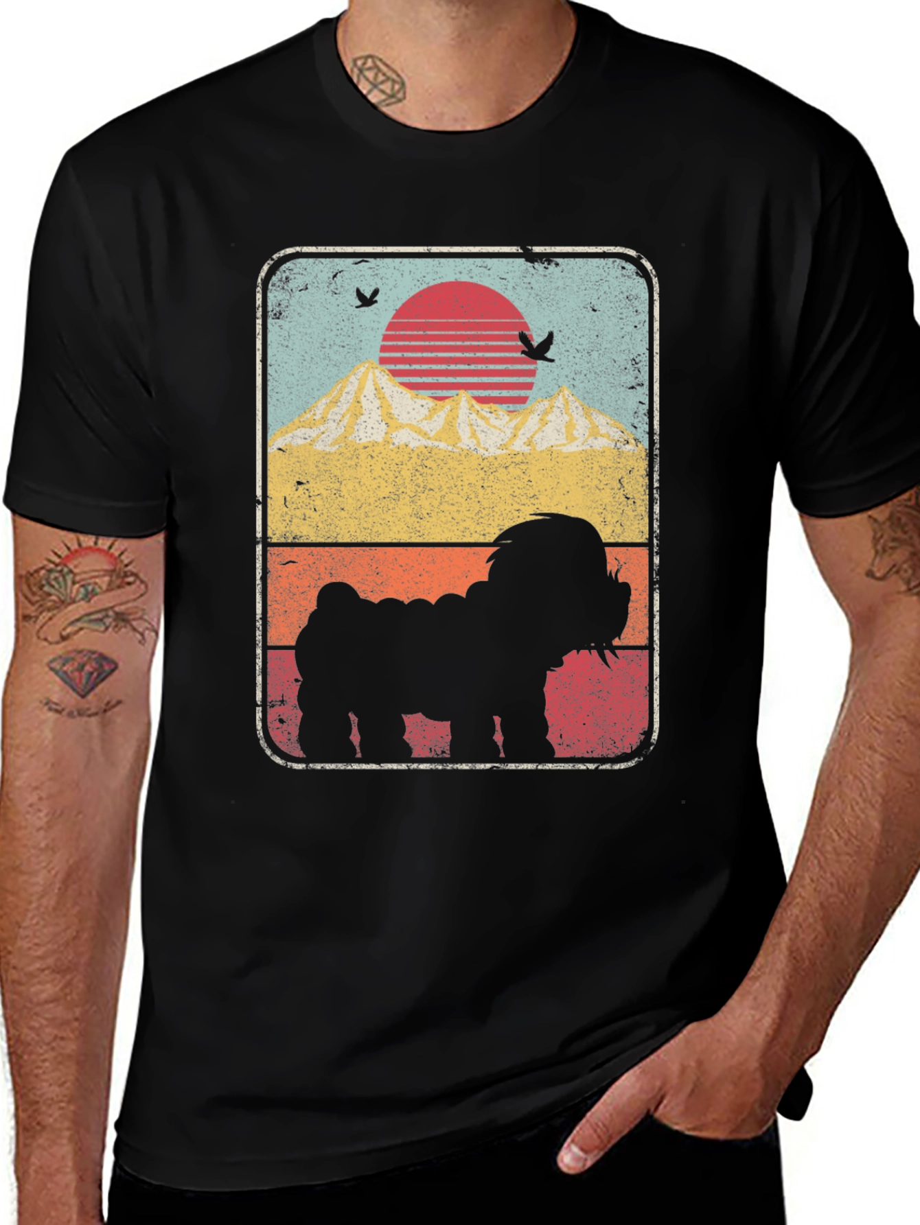 Sunset Dog Silhouette Graphic Tee