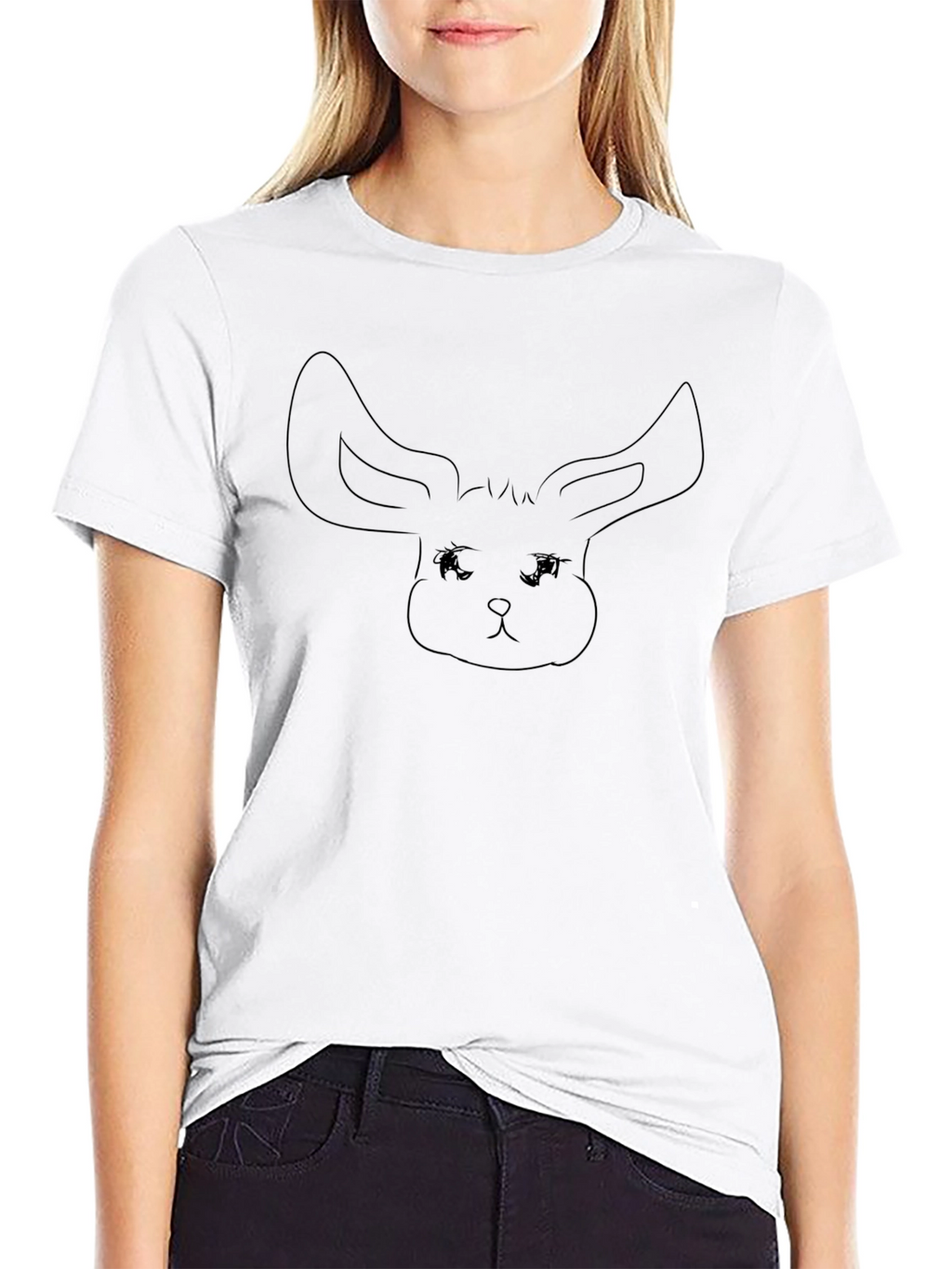 Cute Bunny Graphic Black T-Shirt