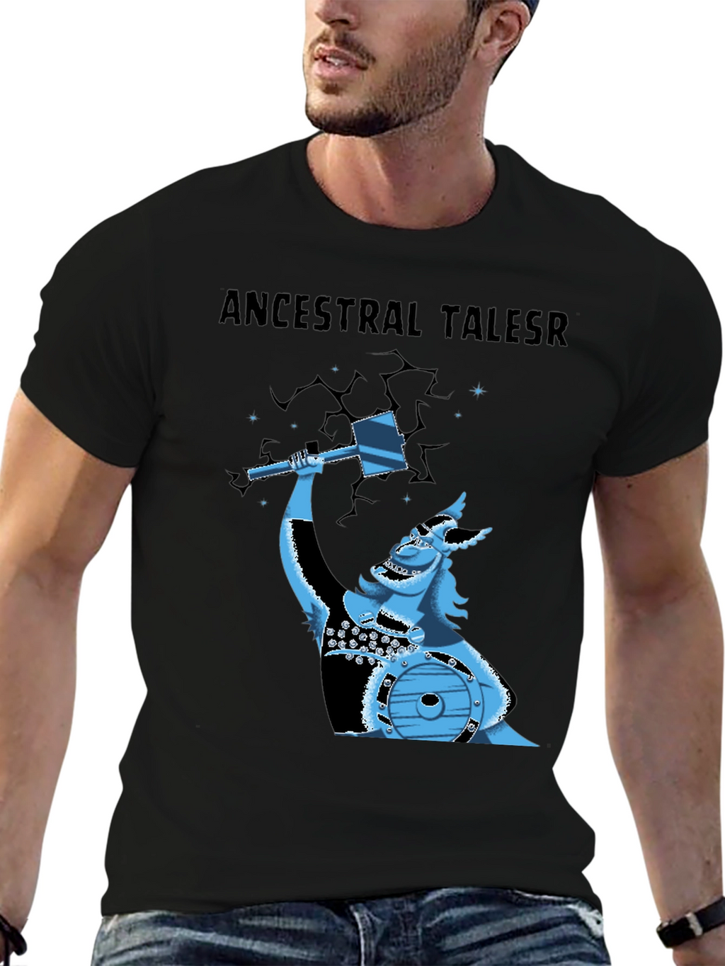 Ancestral Tales Viking Graphic Tee - Black