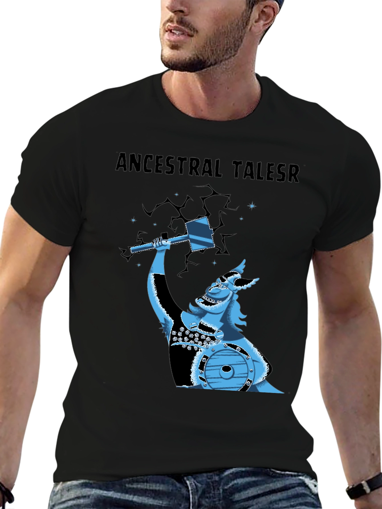 Ancestral Tales Viking Graphic Tee - Black