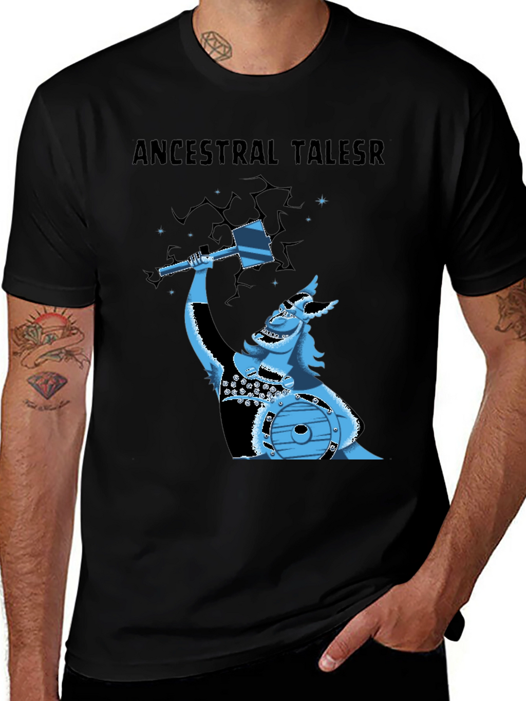 Ancestral Tales Viking Graphic Tee - Black