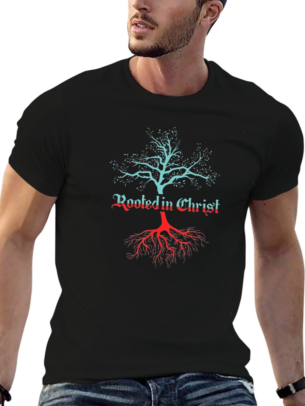 Rooted in Christ Tree Graphic T-Shirt