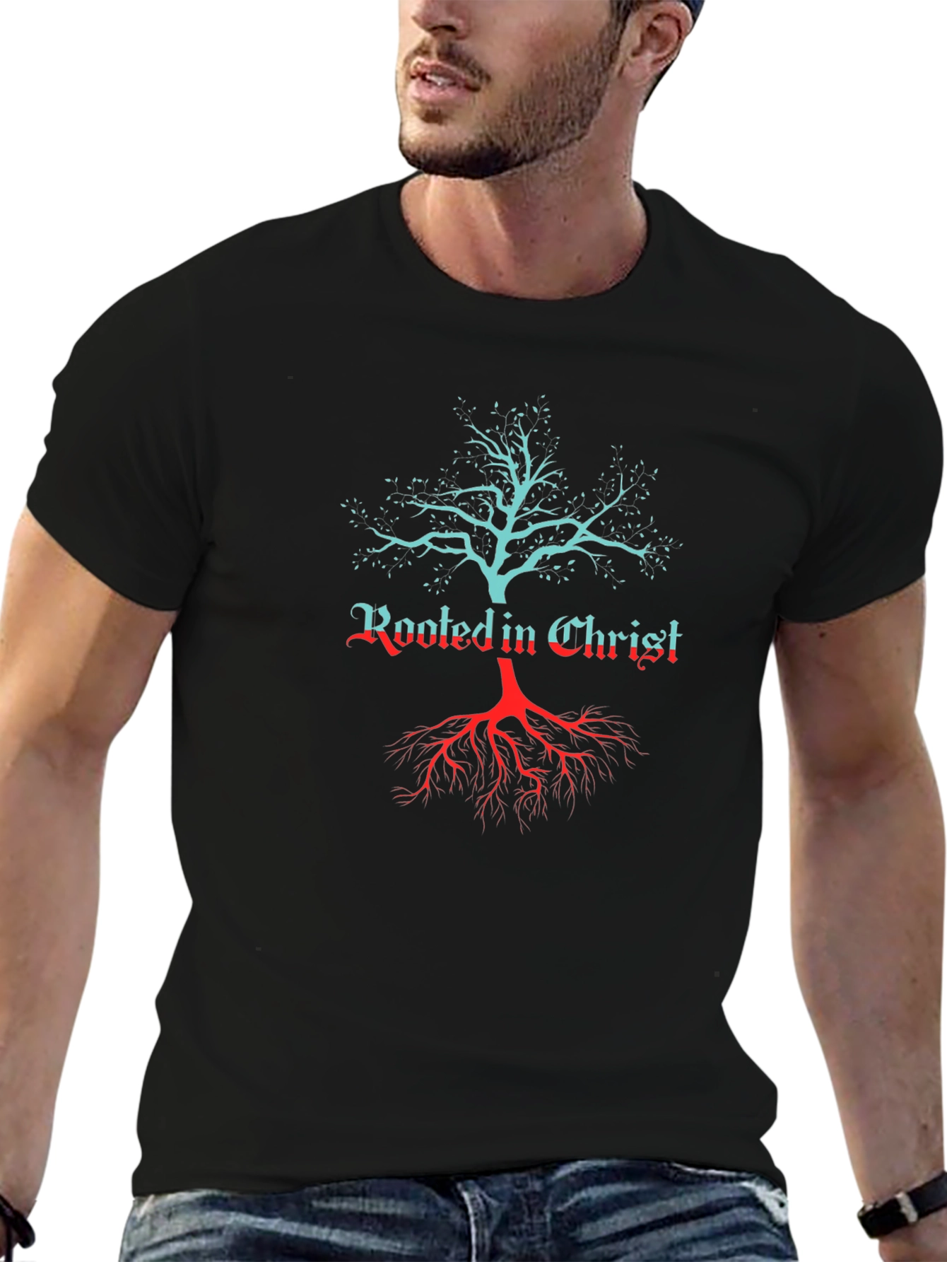 Rooted in Christ Tree Graphic T-Shirt