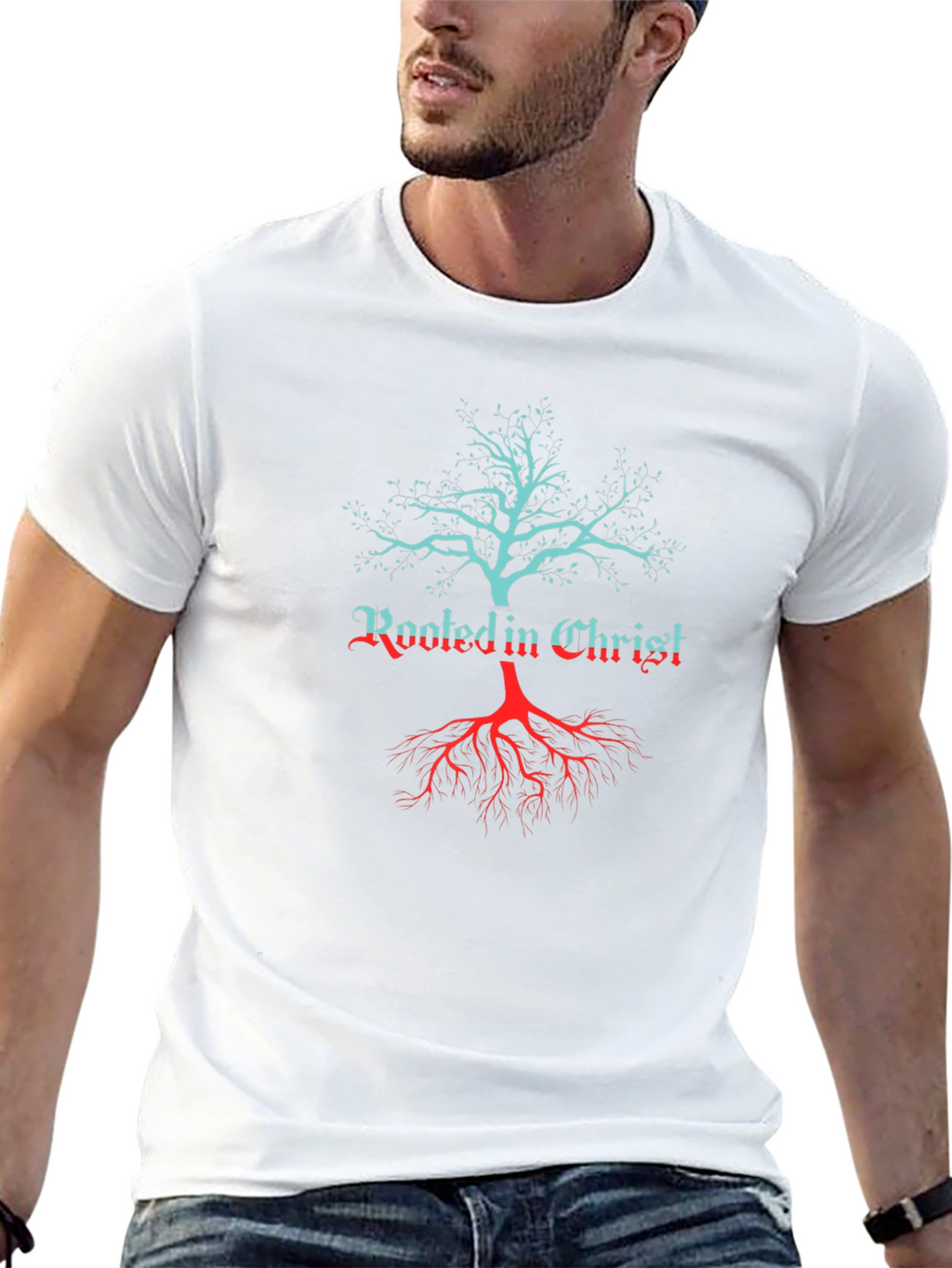 Rooted in Christ Tree Graphic T-Shirt
