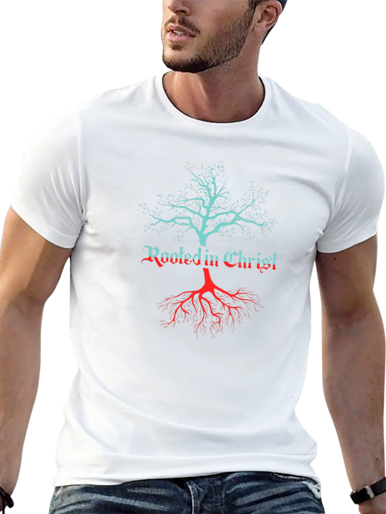Rooted in Christ Tree Graphic T-Shirt