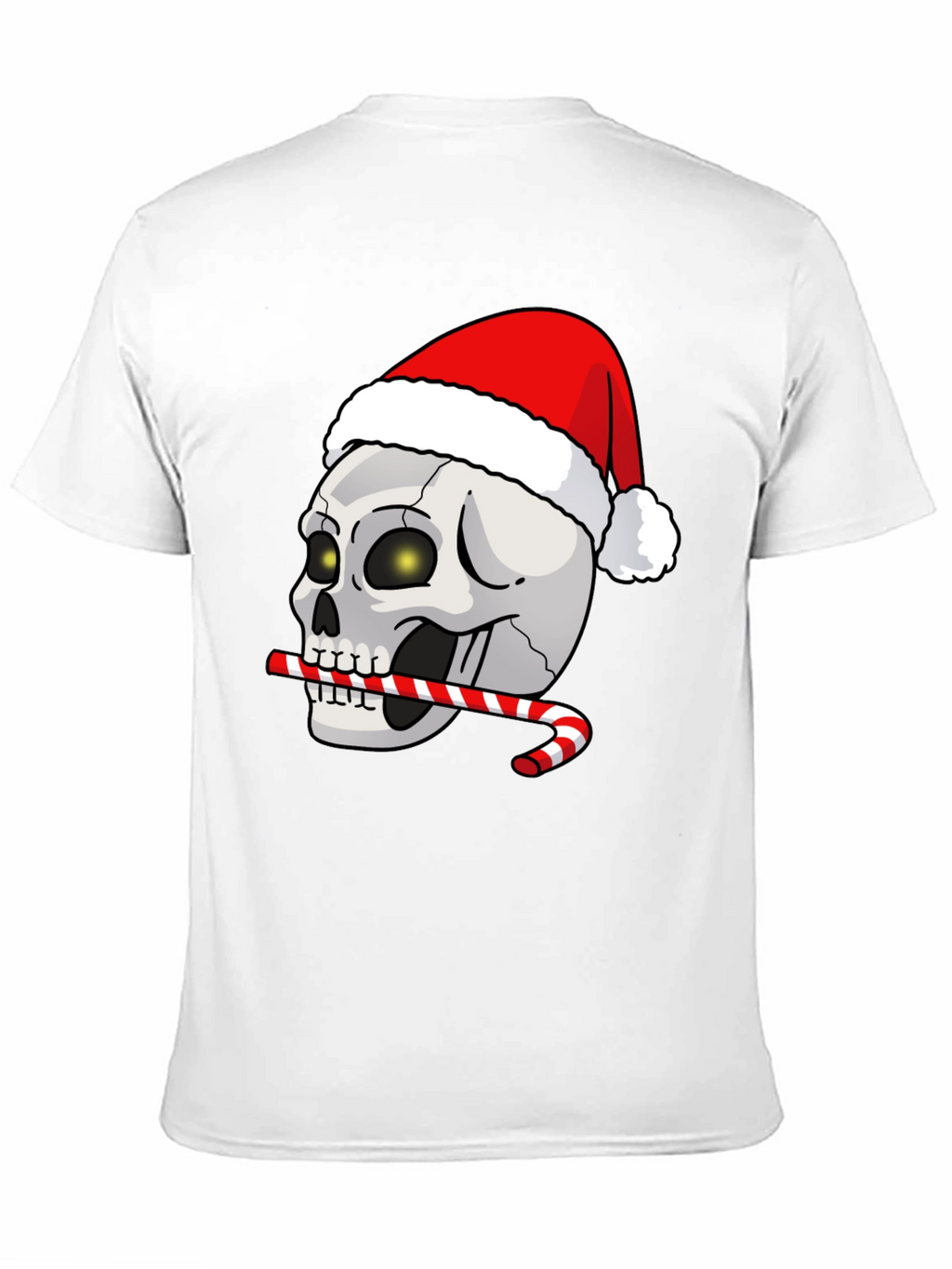 Festive Skull T-Shirt: Santa Hat & Candy Cane