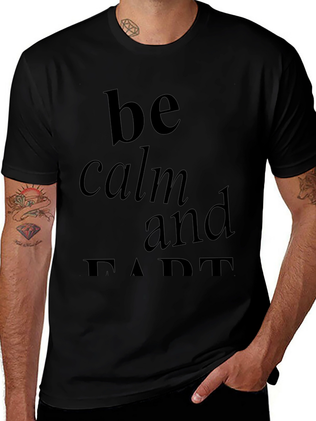 Be Calm and Fart Black Graphic T-Shirt