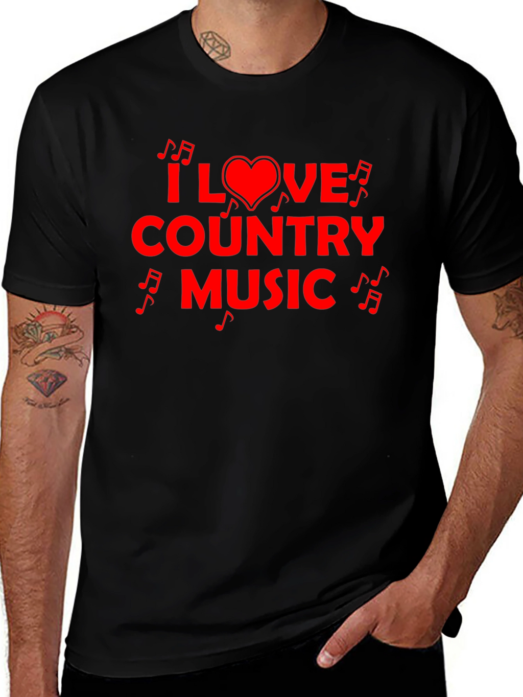 I Love Country Music Graphic Tee - Black