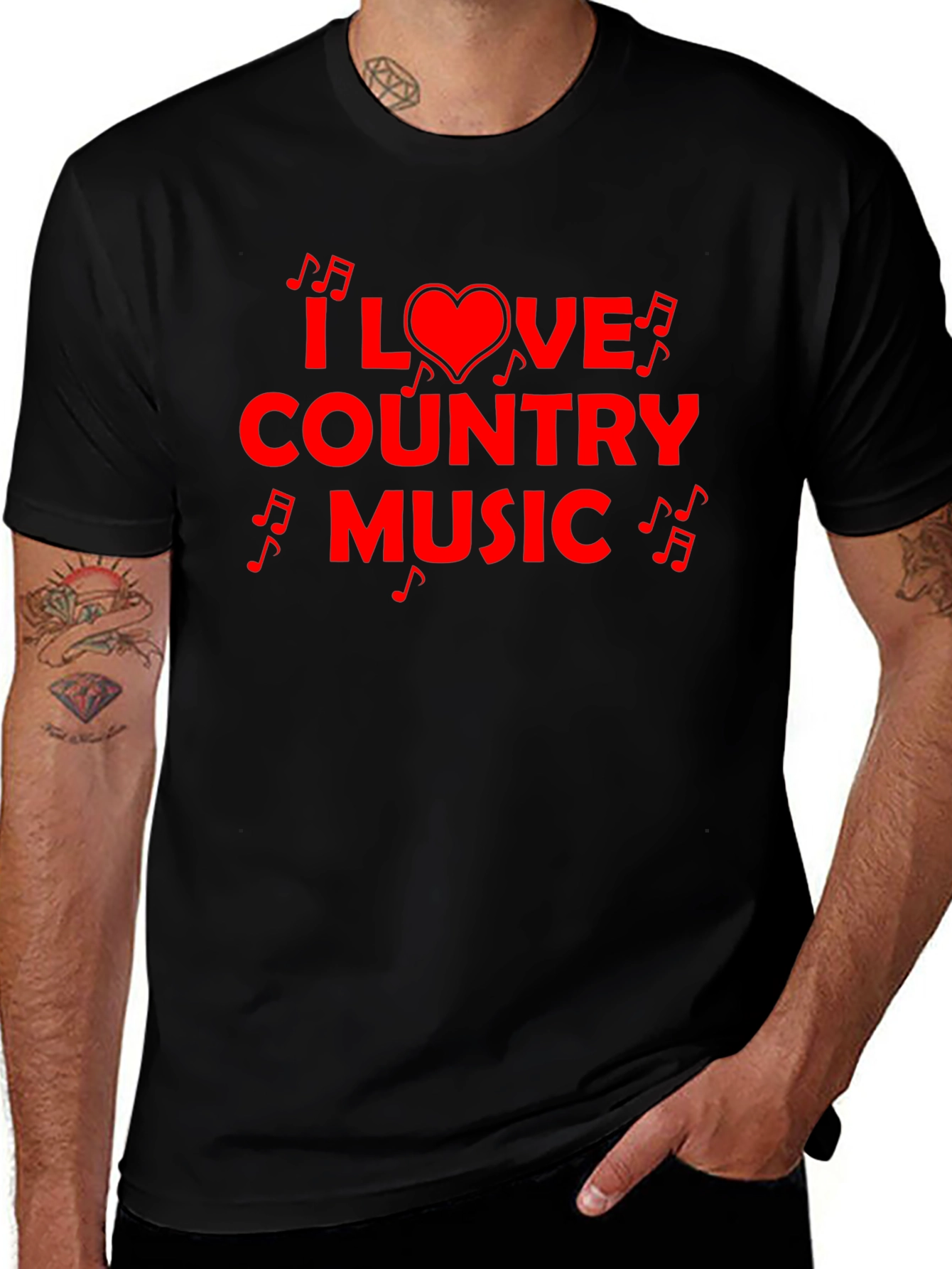 I Love Country Music Graphic Tee - Black
