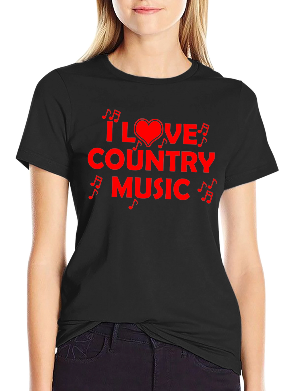 I Love Country Music Graphic Tee - Black