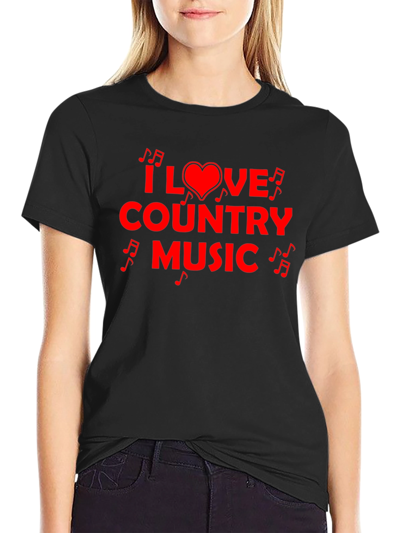 I Love Country Music Graphic Tee - Black