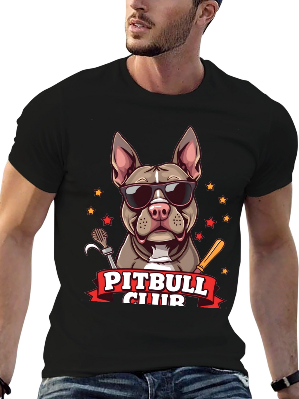 Cool Pitbull Club Graphic T-Shirt
