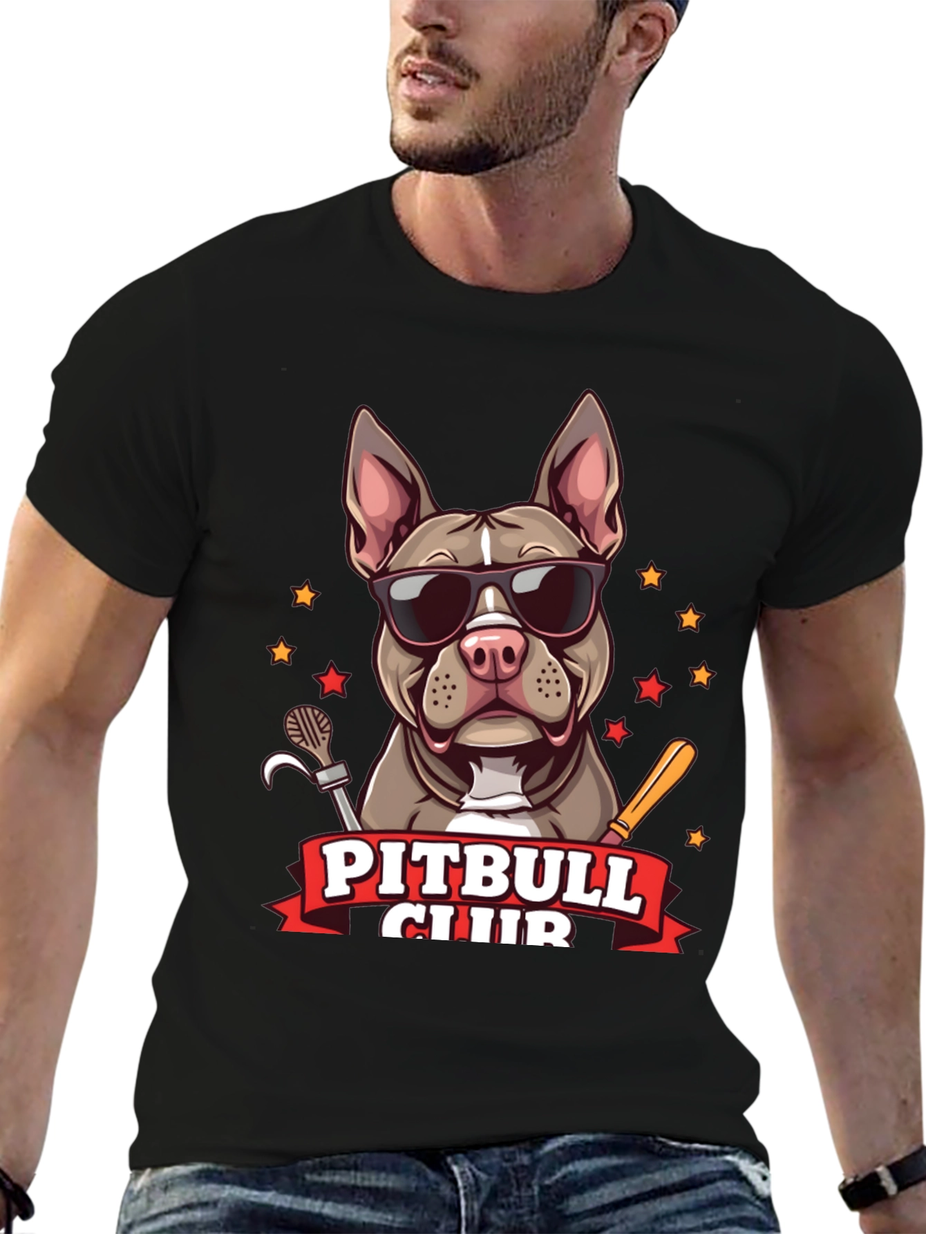 Cool Pitbull Club Graphic T-Shirt
