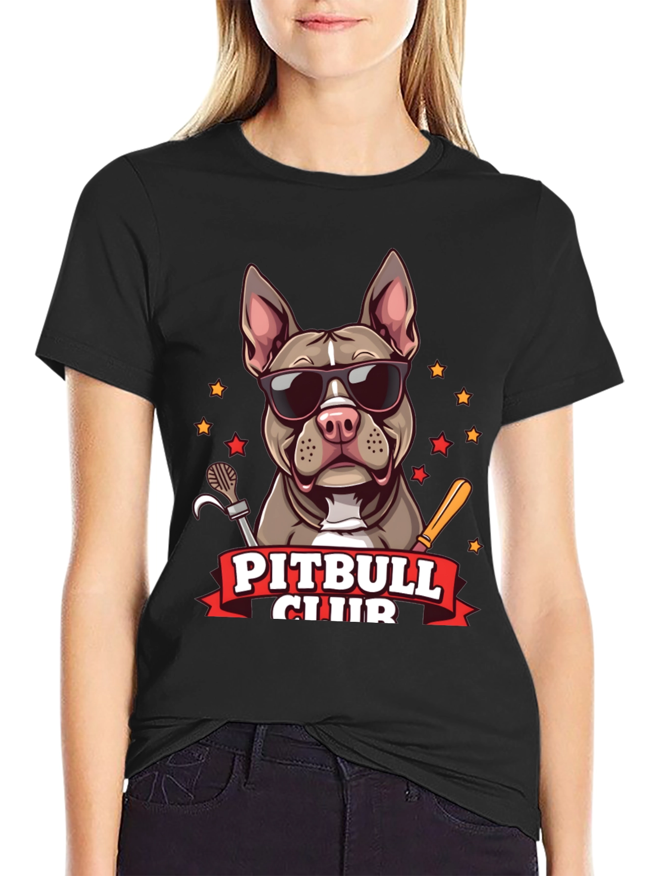 Cool Pitbull Club Graphic T-Shirt