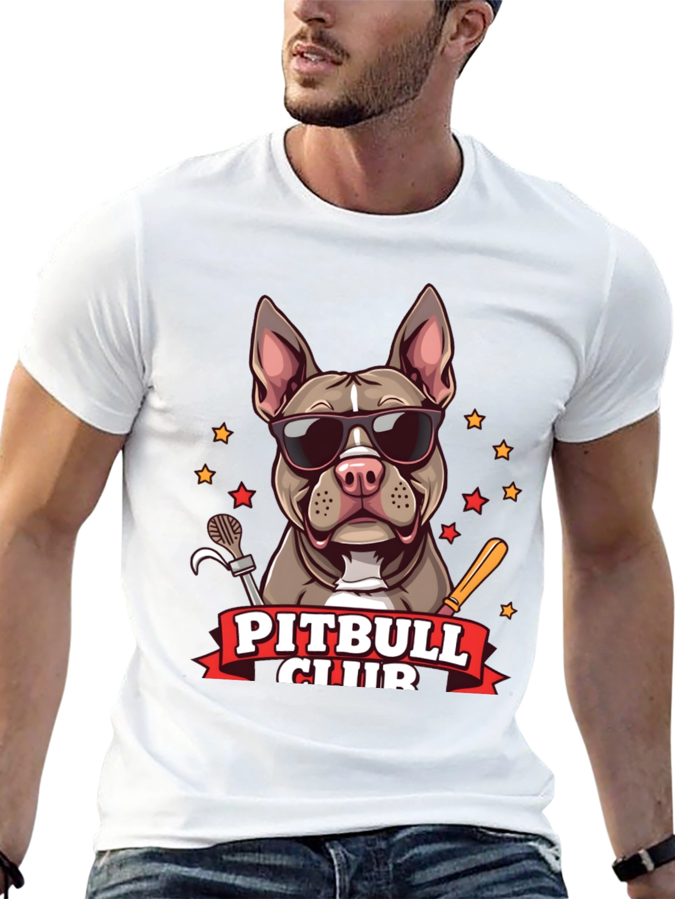 Cool Pitbull Club Graphic T-Shirt