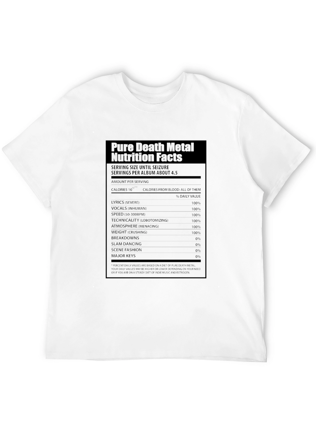 Pure Death Metal Nutrition Facts T-Shirt