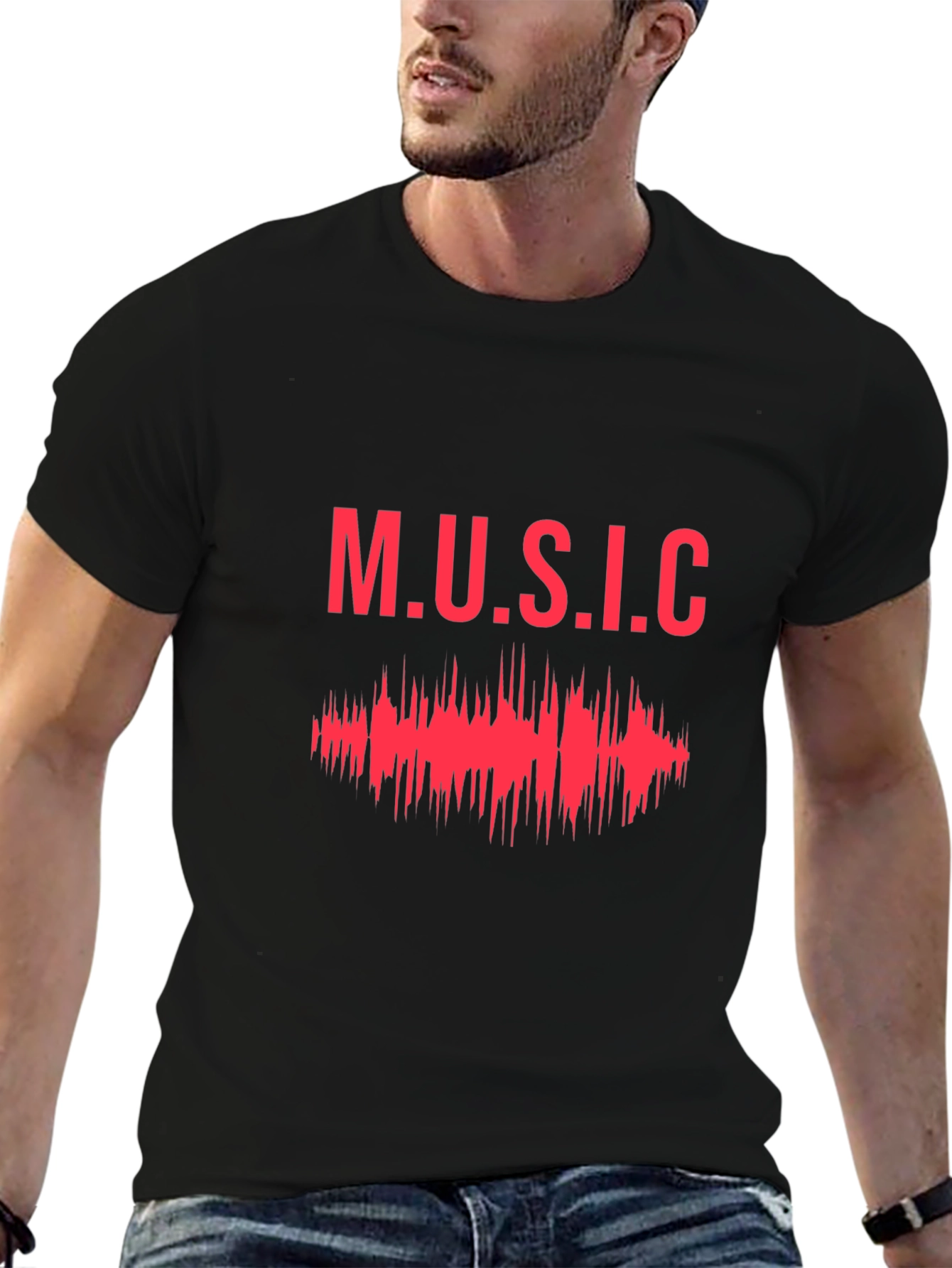 Music Graphic Print Tee - Stylish Black T-Shirt